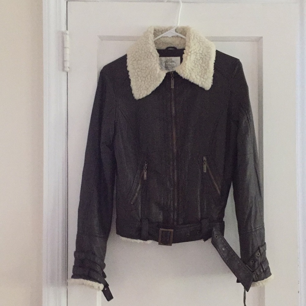 Brown faux leather jacket